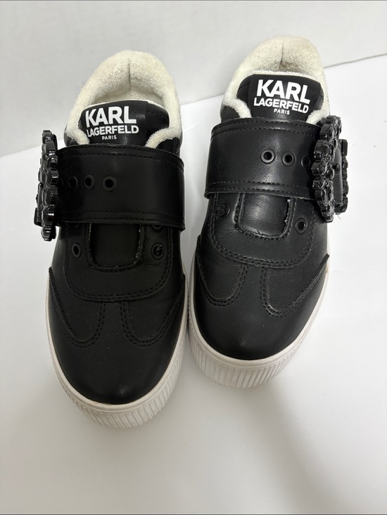 Karl Lagerfeld Other - Karl Lagerfeld Kids Black Leather Sneakers with White Sole